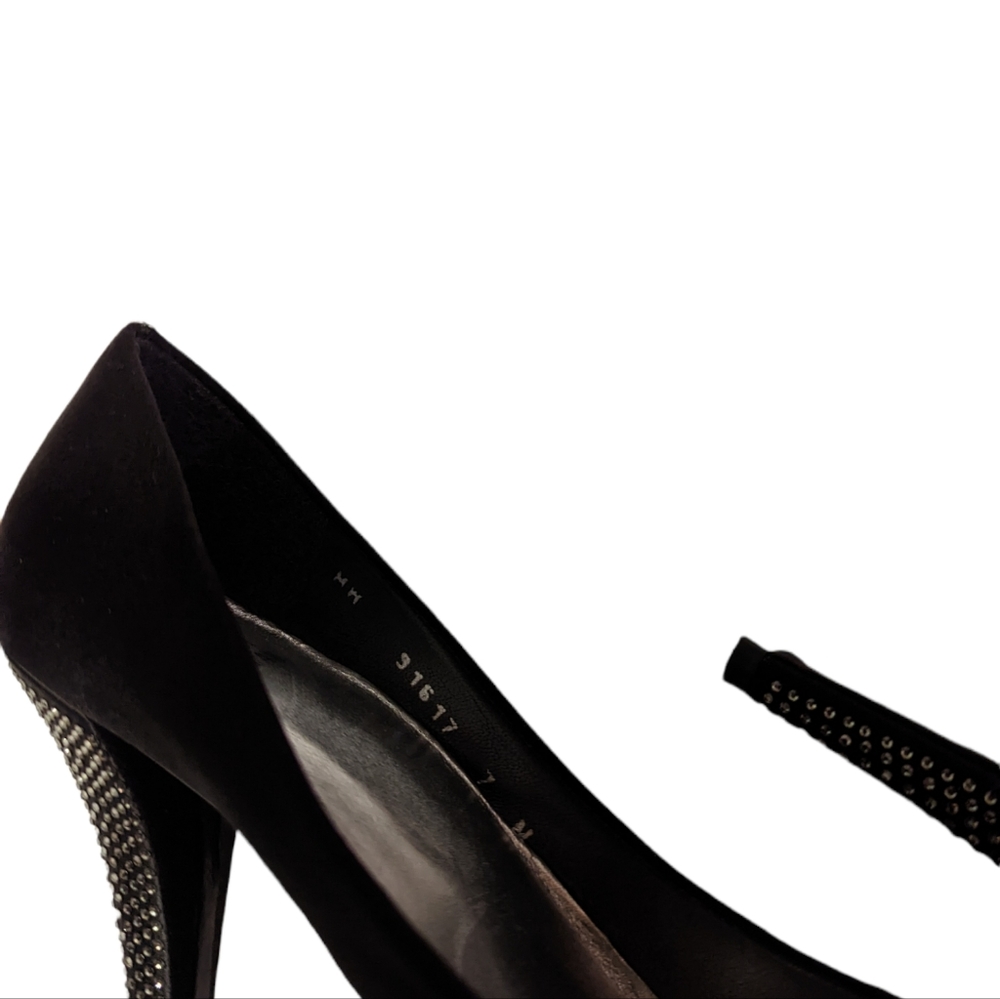 Stuart Weitzman Suede Leather Satin Diamond Crystal Platform Pumps Heels - Picture 7 of 15
